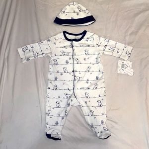 Nordstrom 3M Puppy dog print footie with matching hat